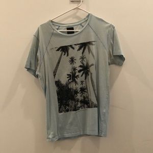 Zara man beach graphic T-shirt size medium pale/light blue.